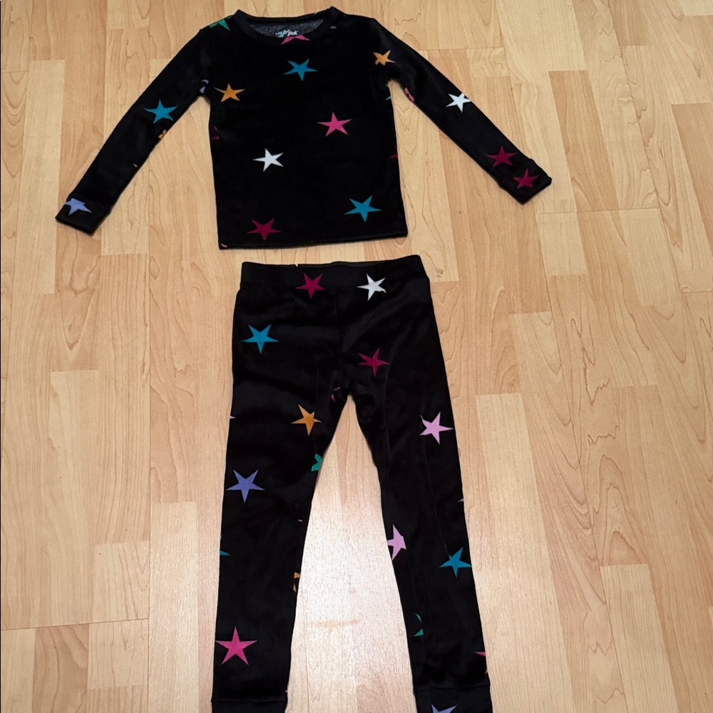 Cat & Jack Black Star-Print Pajama Set with Multicolor Stars
